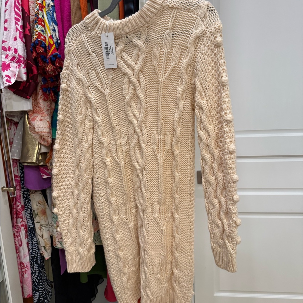 Cable Knit Cream Sweater Dress